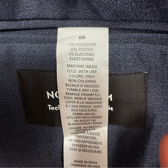 Nordstrom Tech Smart Trim Fit Blazer Sport Coat Stretch Blue Size 40R - Picture 6 of 7